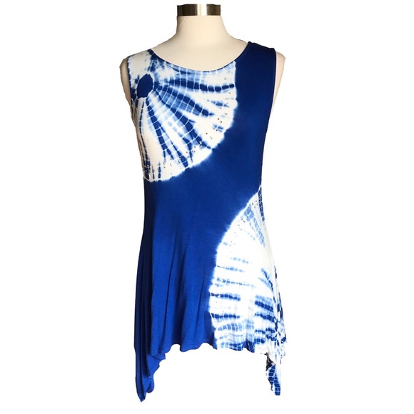 Belldini Tops - NEW Belldini Tie-Dye Cobalt Blue SharkBite Tunic